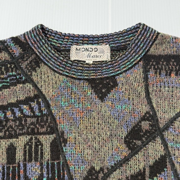 Vintage Mondo di Marco Men's Gray Black Cotton Linen Sweater Size M Italy Cosby - Picture 2 of 12